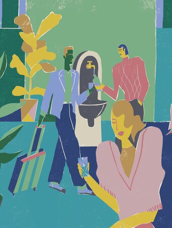 Illustration mit dem BASSENA Brunnen | © BASSENA Hotels